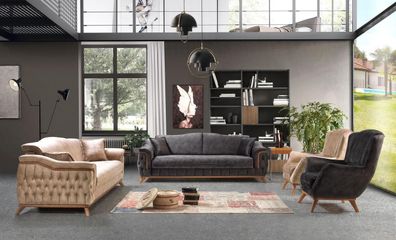 Sofa Luxus Textil Chesterfield Couch Polster 3Sitzer Couchen Stoff Neu