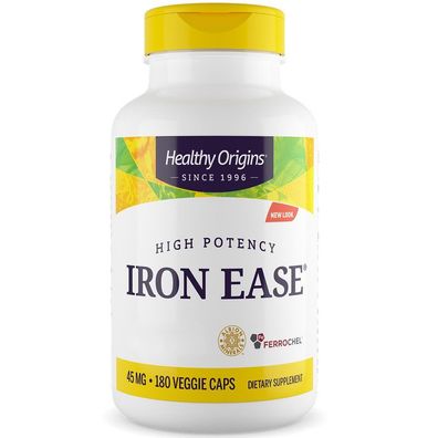 Healthy Origins, Iron Ease 45 mg. (Featuring Ferrochel), 180 Veg. Kapseln