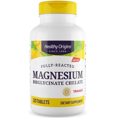 Healthy Origins, Fully-Reacted Magnesium Bisglycinate Chelate, 120 Tabletten