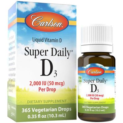Carlson Labs, Super Daily D3, 2000IU, 0,35 fl. oz (10.3ml)