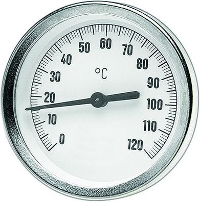 Watts Bimetall-Zeigerthermometer axial 0-120 GradC OR d= 63mm, Tauchhülse 75mm