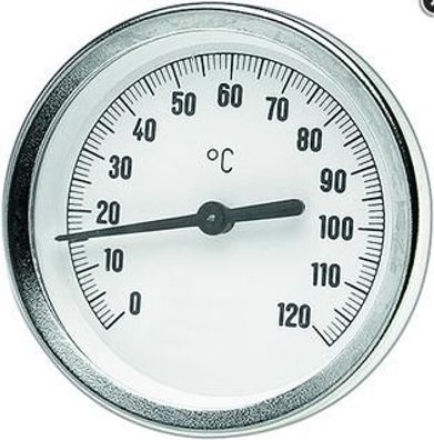 Watts Bimetall-Zeigerthermometer axial 0-120 GradC OR d= 100mm, Tauchhülse 75mm