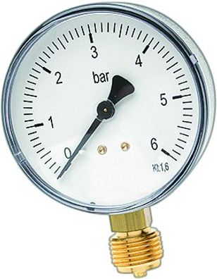 Watts Rohrfedermanometer Anschl. unten d= 80mm, 1/2 0 - 10 bar