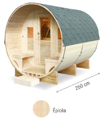 Gaïa Luna Barrel Außensauna Fasssauna Saunafass HOLL´s Sauna 250 x 205 x 220