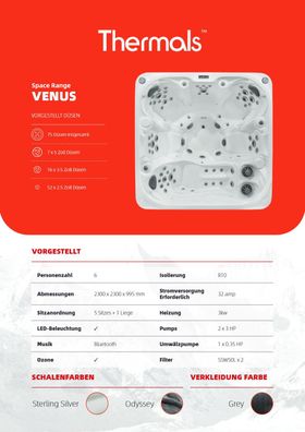 Thermals Whirlpool VENUS by Superior Spa 230 x 230 x 99 6 Personen 75 Jets