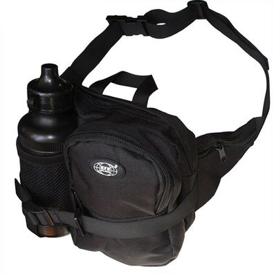 MFH Hüfttasche Bauchtasche mit Außentaschen und Trinkflasche, 500 ml, schwarz