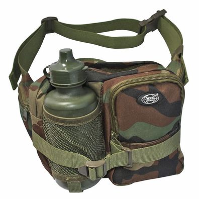 MFH Hüfttasche Bauchtasche mit Außentaschen und Trinkflasche, 500 ml, woodland