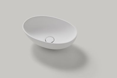 Resigres Aufsatz Waschtisch Oval 450 x 300mm aus Solid Surfacein beige ohne Zubehör M