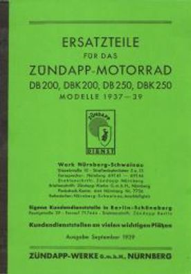 Ersatzteile-Katalog für das Zündapp Motorrad