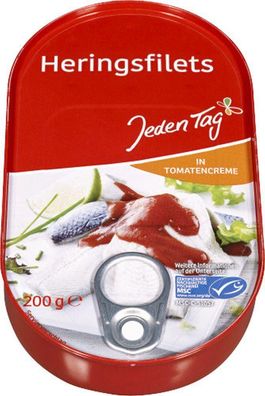 34,10EUR/1kg JedenTag Heringsfilet in Tomatencreme 200g Dose