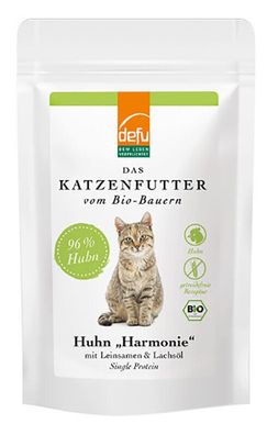 Auverkauf! 14 x 85g DEFU Bio Katze Harmonie mit Bio-Huhn Harmonie