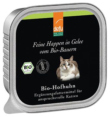Auverkauf! 16 x 100g DEFU Katze Bio-Landente -Pure Happen in Gelee Hofhuhn