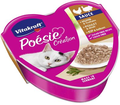 15 x 85g Vitakraft POESIE Creation Sauce Huhn & Truthahn Schale