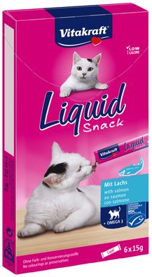 1 x Vitakraft CAT LIQUID SNACK Lachs Omega-3 6x15g Katzensnack 90