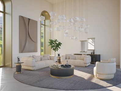 Sofa Komplett 3 tlg Wohnzimmer Design Dreisitzer Sofagarnitur Zweisitzer Couch
