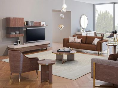 Polstermöbel Sofagarnitur Dreisitzer Sofa Couch Modern Sessel Wohnzimmer Neu