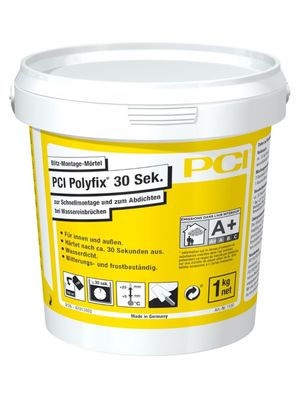 PCI Polyfix 30 Sek. 1 kg Blitz-Montage-Mörtel Abdichtung Wasser-Stopp Verstopfen