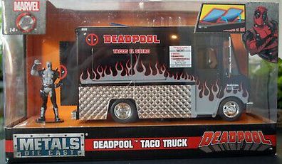 Chevrolet P 30? Food Truck Imbißwagen black Deadpool Tacos 1:24 Jada 30540