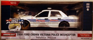 2008 Ford Crown Vic. Detroit Police Ser. 6 1:24 Green Light 85563