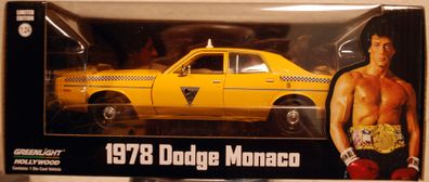Greenlight 84161 1978 Dodge Monaco Taxi Rocky III 1:24