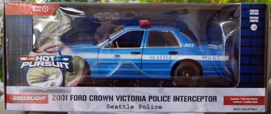 2001 Ford Crown Vic. Seattle Police Ser. 7 1:24 Green Light 85571