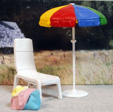 76417 American Diorama Beach Chair & Umbrella 1:24 neu 2022
