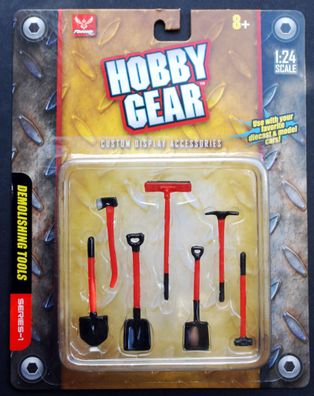 17024 Schaufel, Spaten, Besen, Spitzhacke, Demolition Tools, 1:24, Hobby Gear