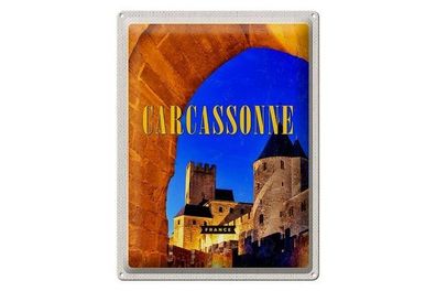 Blechschild 40 x 30 cm Urlaub Reise Frankreich France Carcassonne