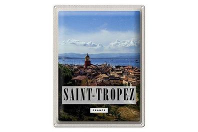 Blechschild 40 x 30 cm Urlaub Reise Frankreich France Saint Tropez Skyline