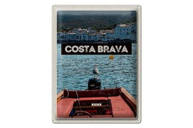 Blechschild 40 x 30 cm Urlaub Reise Spanien Spain Costa Brava Boot