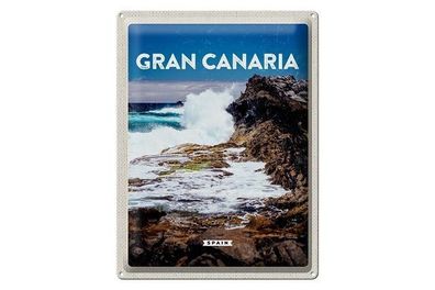 Blechschild 40 x 30 cm Urlaub Reise Spanien Spain Gran Canaria Klippen