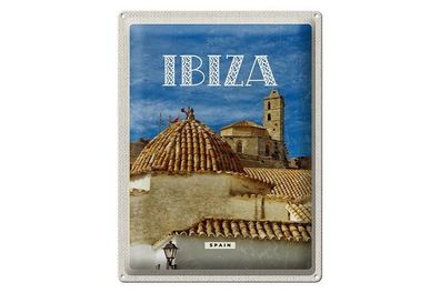 Blechschild 40 x 30 cm Urlaub Reise Spanien Spain Ibiza Dächer