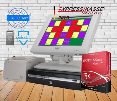 TSE-Konforme Touch Kasse für Café, Restaurant, Bar, Eisdiele: 12" Touchscreen