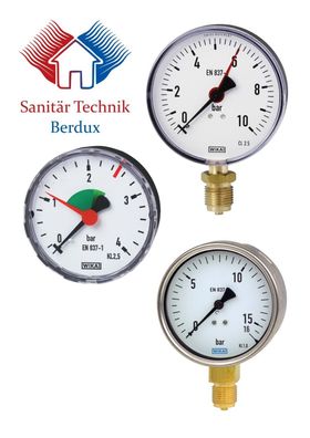 Manometer Heizung Druckanzeige Rohrfedermanometer 2,5 - 25 bar Hinten/ Unten NEU