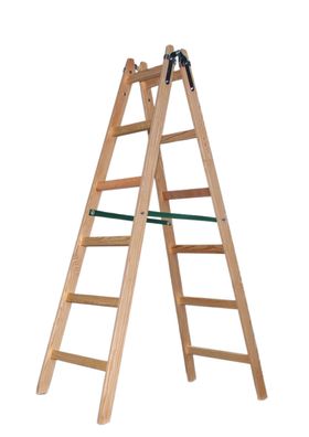VaGo Holzleiter Leiter Trittleiter 2x6 Stufen zweiseitige Klappleiter