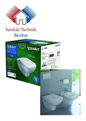 Duravit D-Code Wandtiefspül-WC Set Rimless Spülrandlos 45700900A1 inkl. WC-Sitz