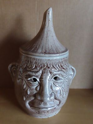Zwiebeltopf Zwiebelgefäß Keramik weinendes Gesicht MR (3Absplitterungen)