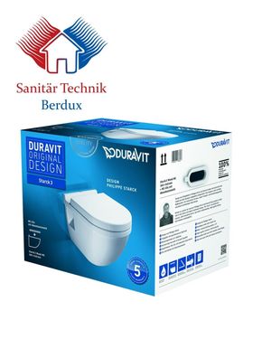 Duravit STARCK 3 WAND-WC Combipack Tiefspül Spülrand Geschlossen + SITZ 42000900A1