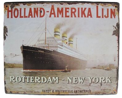Blechschild, Reklameschild, Holland-Amerika Linie, Marine Wandschild 20x25 cm.