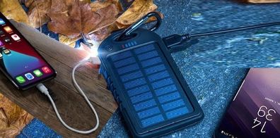 NEU 4000mAh Outdoor Solar Akku Powerbank Strom für Urlaub Reise Smartphone Handy