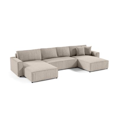 FEDVE Ecksofa Sekwana U Form Sofa mit Schlaffunktion Bettkästen Couch Sofagarnitur