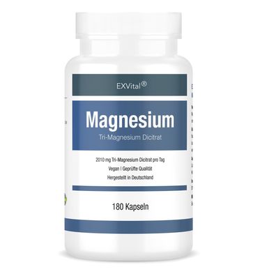 Magnesium Kapseln Tri- Dicitrat hoch konzentriert, 180 Kapselnvon EXVital