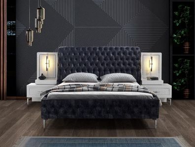 Schlafzimmer Bett Chesterfield Polster Design Luxus Doppel Betten Schwarz