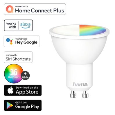 Hama WLAN LED-Lampe GU10 5W 40W RGB Birne bunt App-Steuerung für Alexa Google