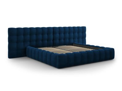 Micadoni Samtstoff Stauraumbett mit Doppelkopfteil Mamaia | Bezug Royal Blue | B...