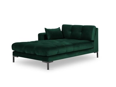 Micadoni Samtstoff Recamiere Links Mamaia | Bezug Bottle Green | Beinfarbe Black...