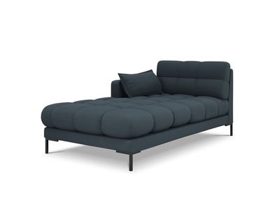 Micadoni Recamiere Links Mamaia | Bezug Blue | Beinfarbe Black Metal Metall sch...