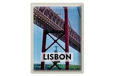 Blechschild 40 x 30 cm Urlaub Reise Portugal Lisbon Brücke