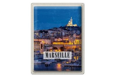 Blechschild 40 x 30 cm Urlaub Reise Frankreich France Marseille Hafen