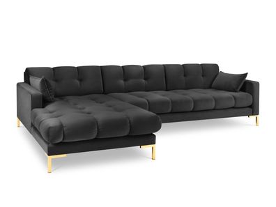 Micadoni 5-Sitzer Samtstoff Ecke links Sofa Mamaia | Bezug Dark Grey | Bei...